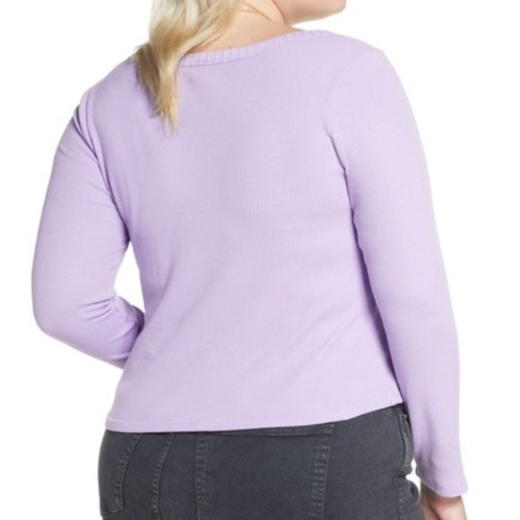 BP x Claudia Sulewski Nordstrom Square Neck Waffle Thermal Top Purple Size 1X - Picture 2 of 6